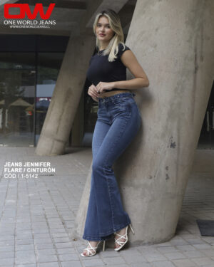 Jeans Jennifer Flare con Cinturón – Elegancia que define tu estilo COD / 1-5142 AZUL
