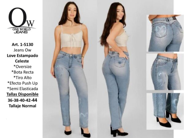 Jeans Mujer OW LOVE ESTAMPADO CELESTE – SKU 1-5130