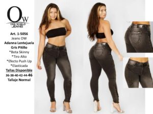 Jeans Mujer OW Adanna Lentejuela Gris Pitillo – SKU 1-5056