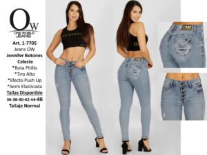 Jeans Mujer OW Jennifer Celeste con Botones - SKU 1-7705
